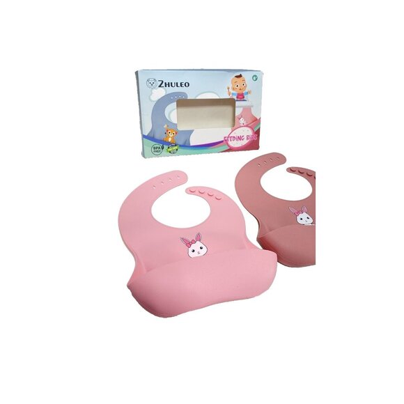 2pc Baby Silicone Bibs New - Picture 2 of 11